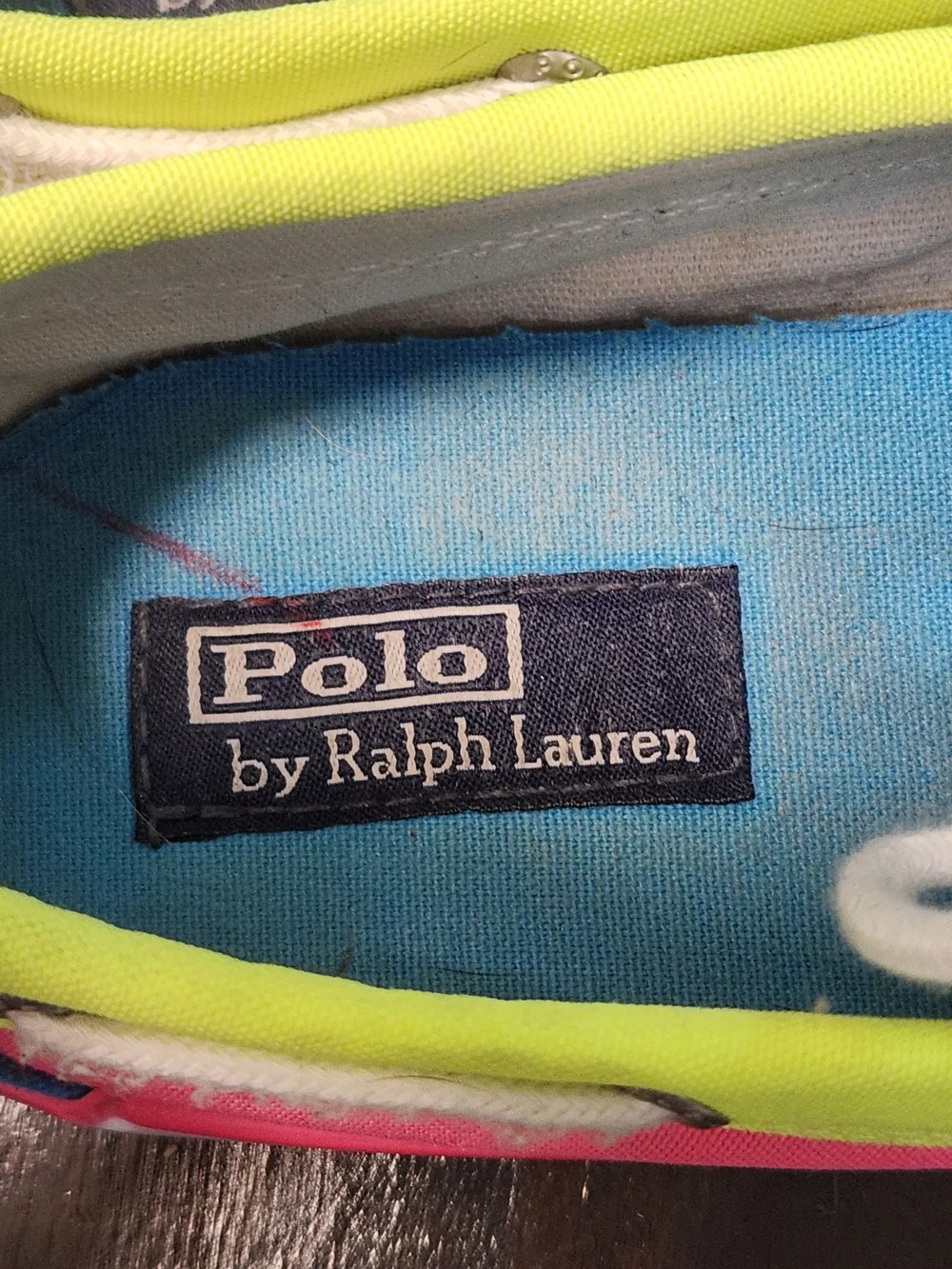 Polo Ralph Lauren Men Sander Canvas Deck Boat Shoes Neon Pink /Yellow US7/EU40